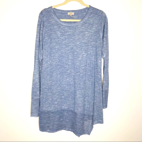 LOGO by Lori Goldstein blue long sleeve tunic top